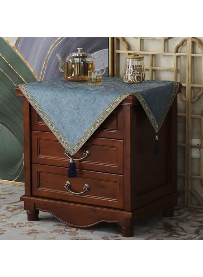ChicAbode Linen Style Bedside Tablecloth Vintage Nightstand Cover Small Coffee End Tables Cloth with Tassel, Dust-Proof Washable Table Cover for Night Table Tabletop Decoration (Coffee) - Image 4